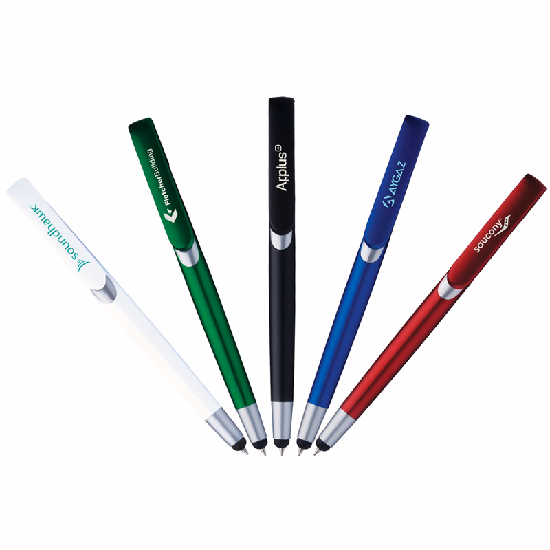 Clipper Click Action Ballpoint Pen w/Stylus
