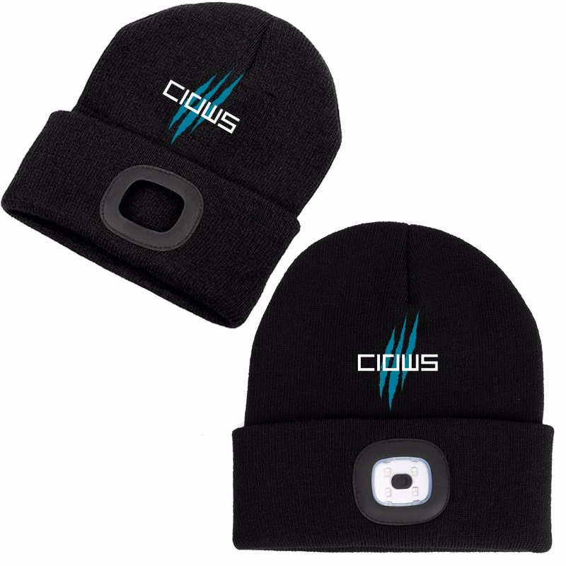 Cuffed Knit Beanie With Led Light
