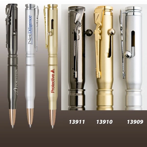 Satin Gold- Brass Bullet Ball Point Pen 1