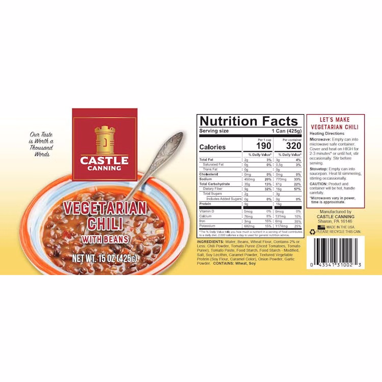 Canned Vegetarian Chili- Full Pallet