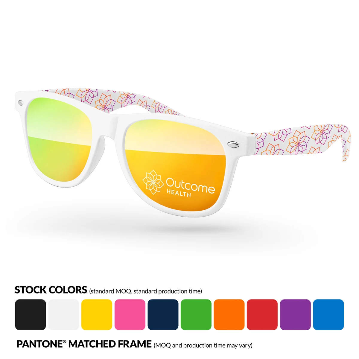 Retro Mirror Sunglasses w/ Lens Imprint & Full Color Arms Sublimation Wrap 1