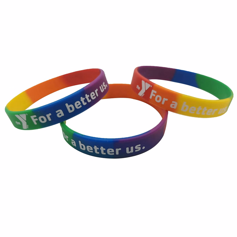 Custom Printed Rainbow Silicone Wristbands