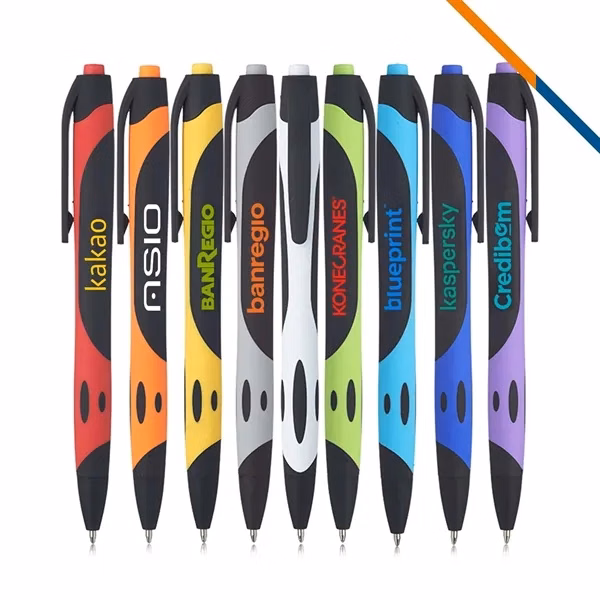 Custom Rubberized Plastic Ballpoint Pen with Comfort Grip — Corporate Office Giveaway