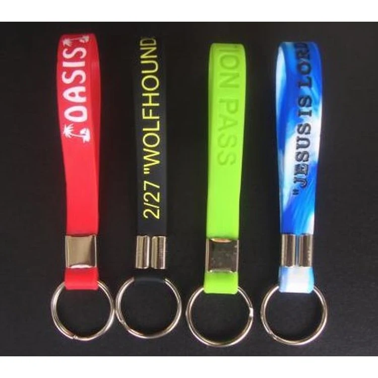 Debossed Silicone Wristband W/ Key Ring 1