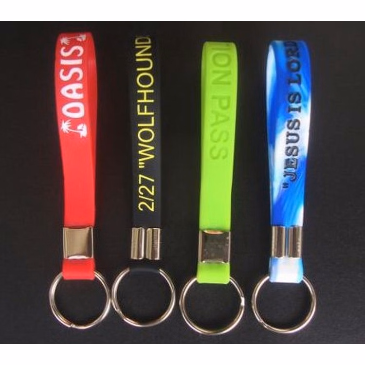 Debossed Silicone Wristband W/ Key Ring
