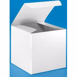 1 Piece White Gloss Gift Box (4" x 4" x 4") - Inserted