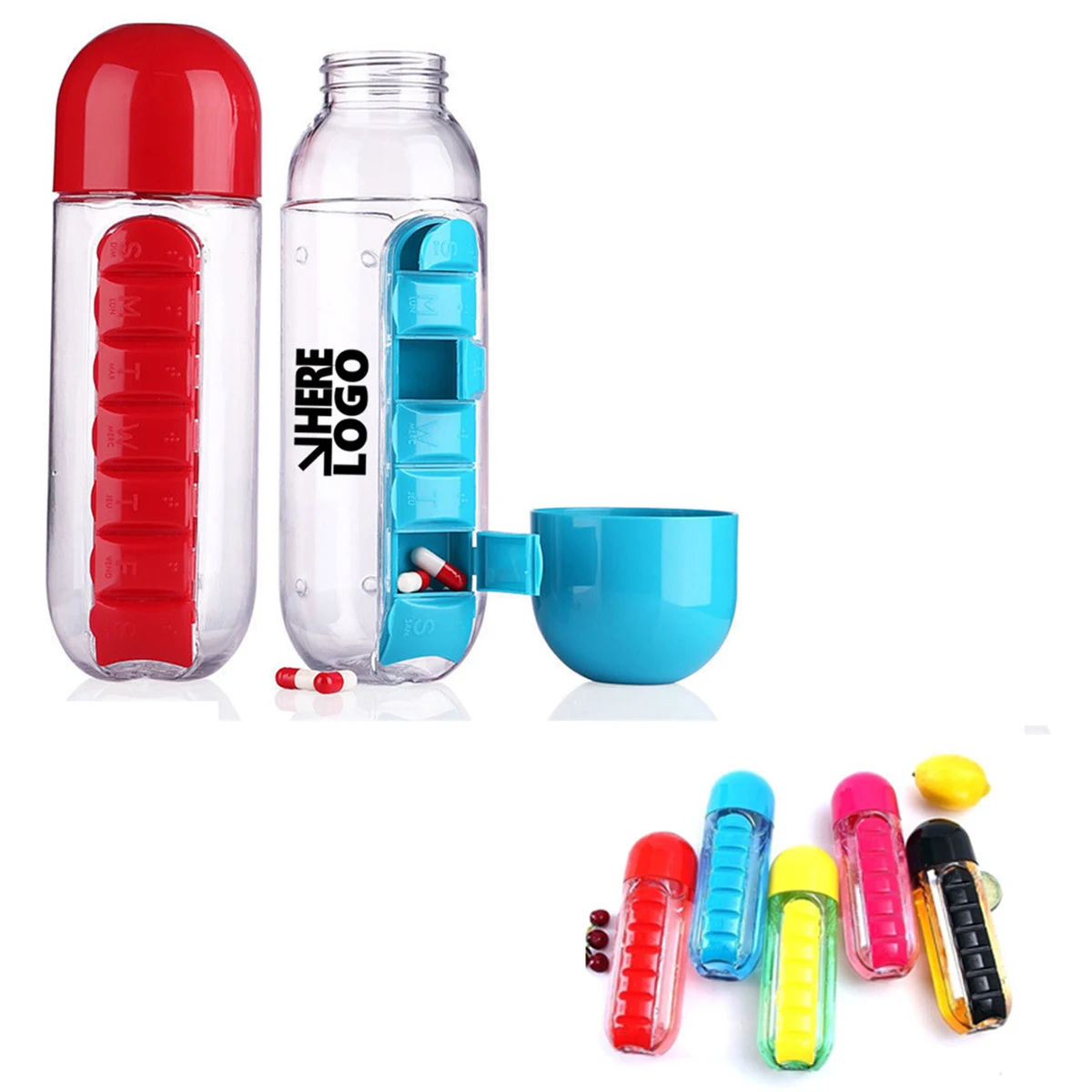 20oz Multi-functional Water Bottle With Pill Compartment 1