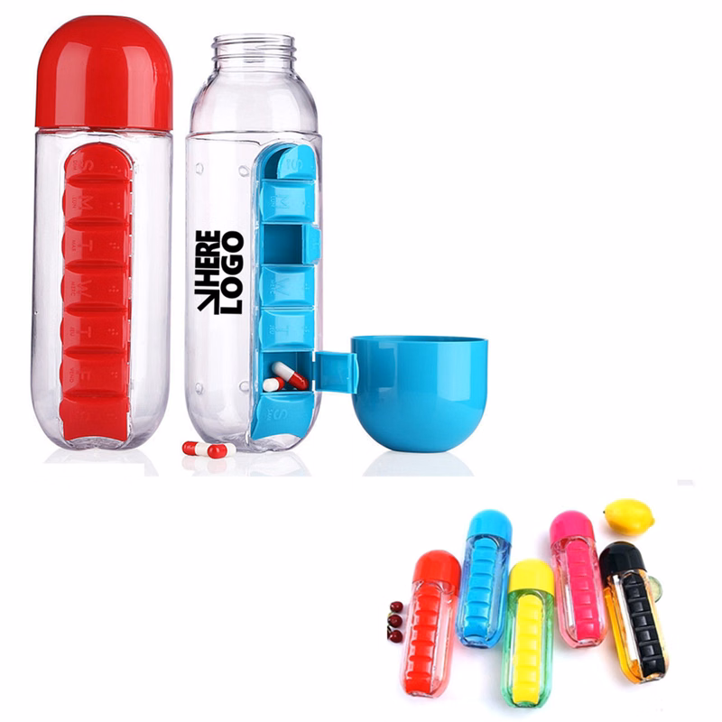 20oz Multi-functional Water Bottle With Pill Compartment