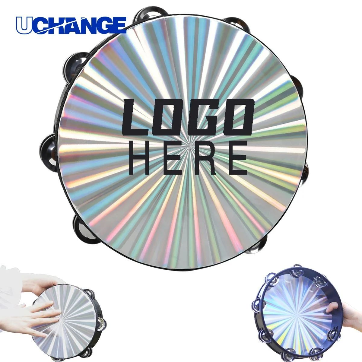 10" Laser Faced Tambourine for Parties 1