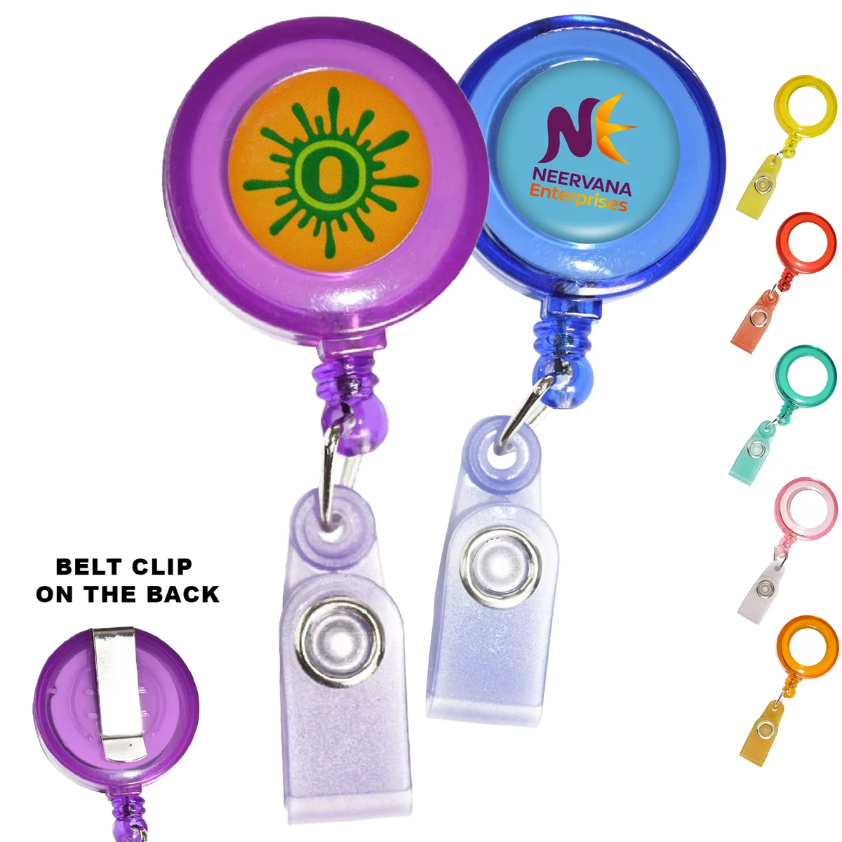 Transparent Round Badge Reel Holder w/ Match Color Strap 1