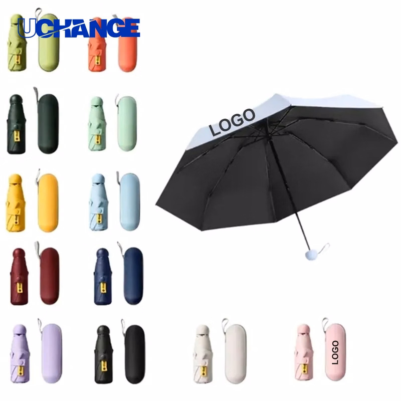 Mini Compact Folding Travel Umbrella with Case