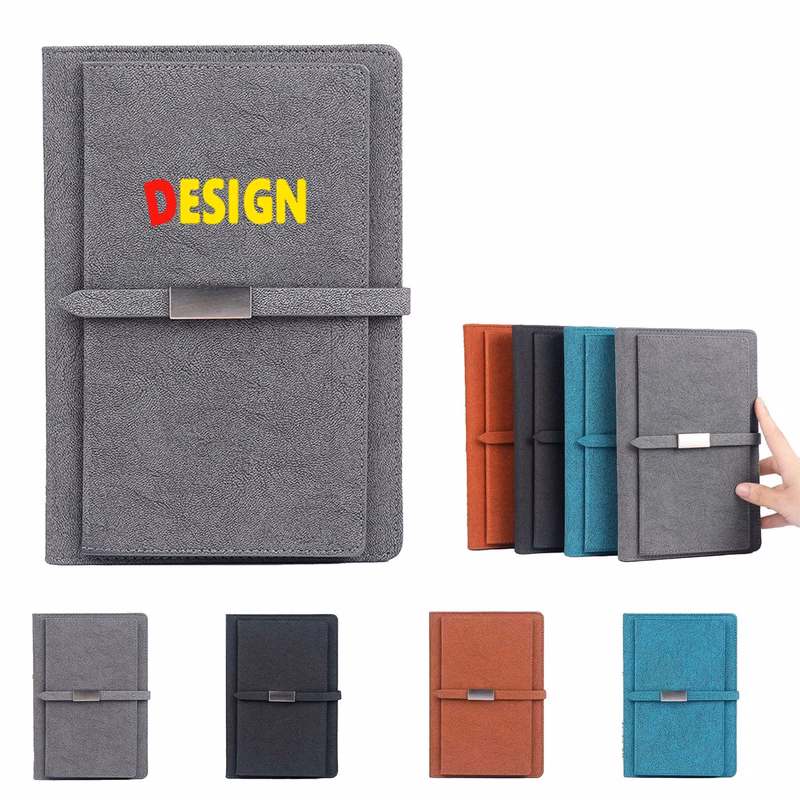Leatherette Lined Notebook With Card Slot