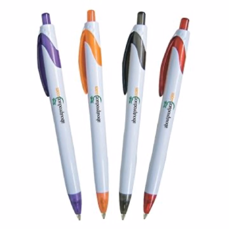 White Barrel Pen w/ Color Trim and Tip (3 Days)