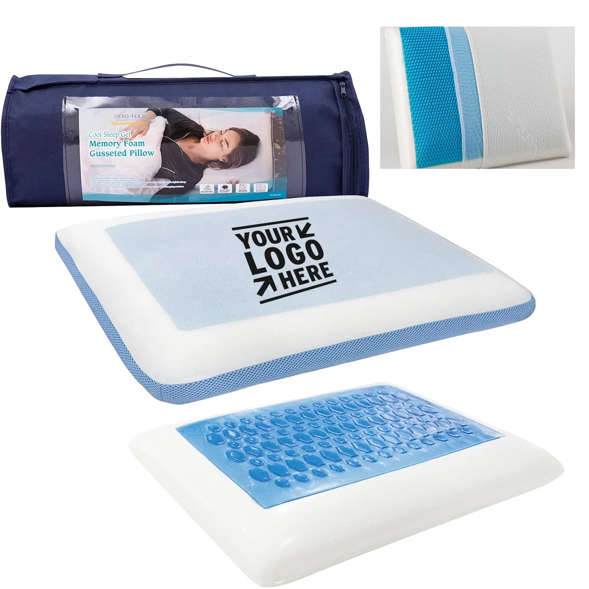 Removable Cervical Cooling Orthopedic Memory Foam Side Back Stomach Sleeping Gusseted Bed Pillow 1