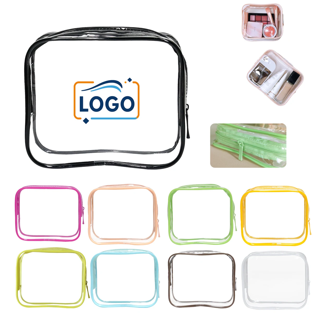 Clear PVC Travel Pouch with Colored Zipper 1