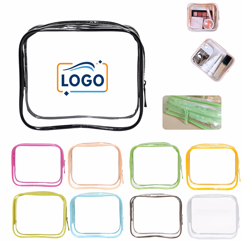 Clear PVC Travel Pouch with Colored Zipper
