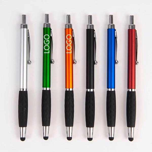 2-in-1 stylus ballpoint pen with rubber grip