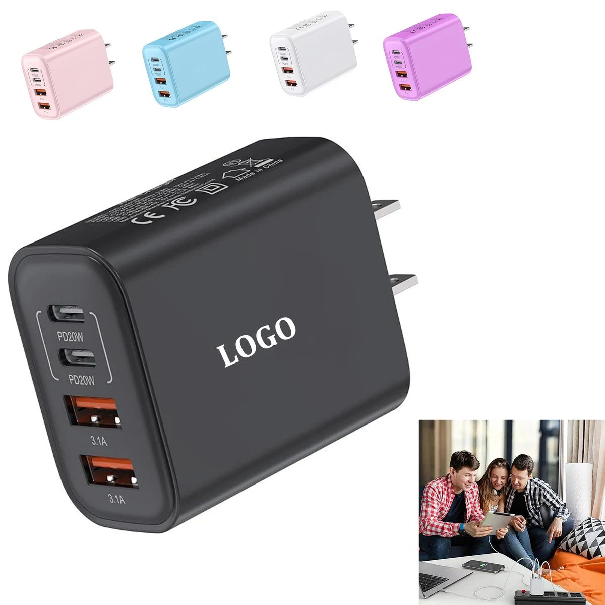40W 4 Ports Fast Charging Block 1