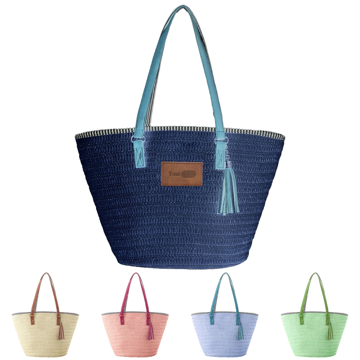 Paper Rope Colorful Woven Tote Bag ?C Perfect For Beach And Casual Use 1