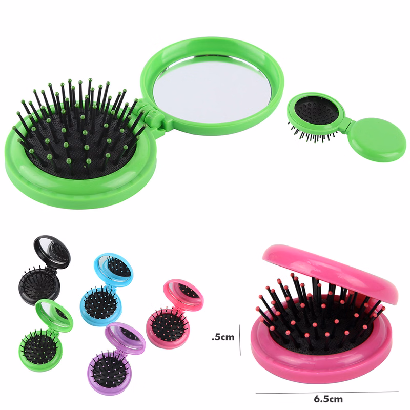 Folding Mini Pocket Hair Comb With Mirror