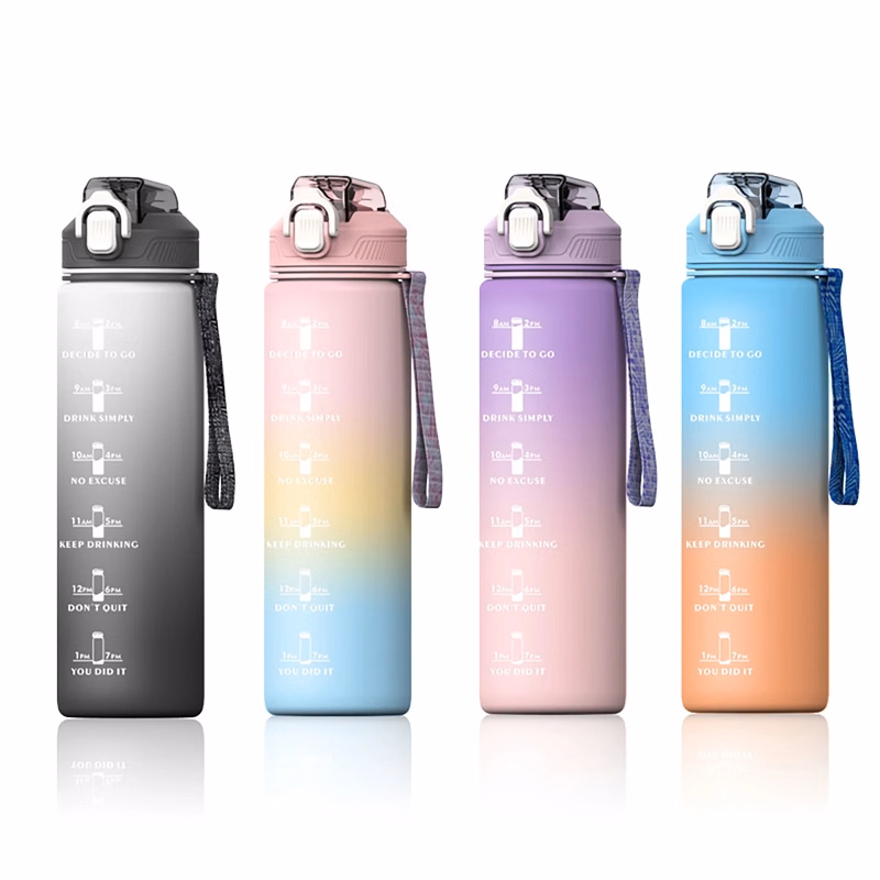 32Oz Water Bottle With Time Marker And Straw
