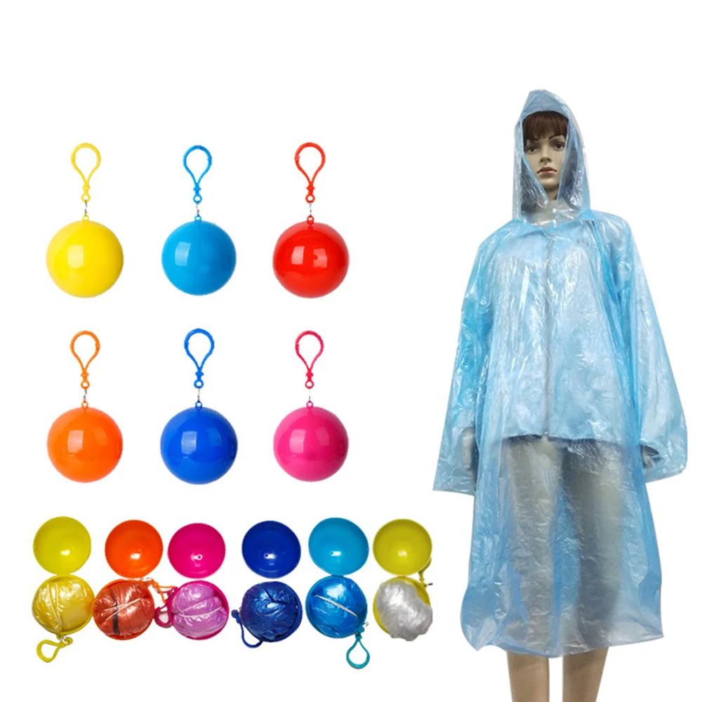 Disposable Portable Raincoat Poncho Ball Keychain 1