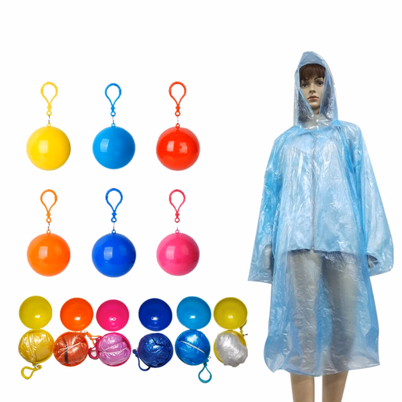 Disposable Portable Raincoat Poncho Ball Keychain