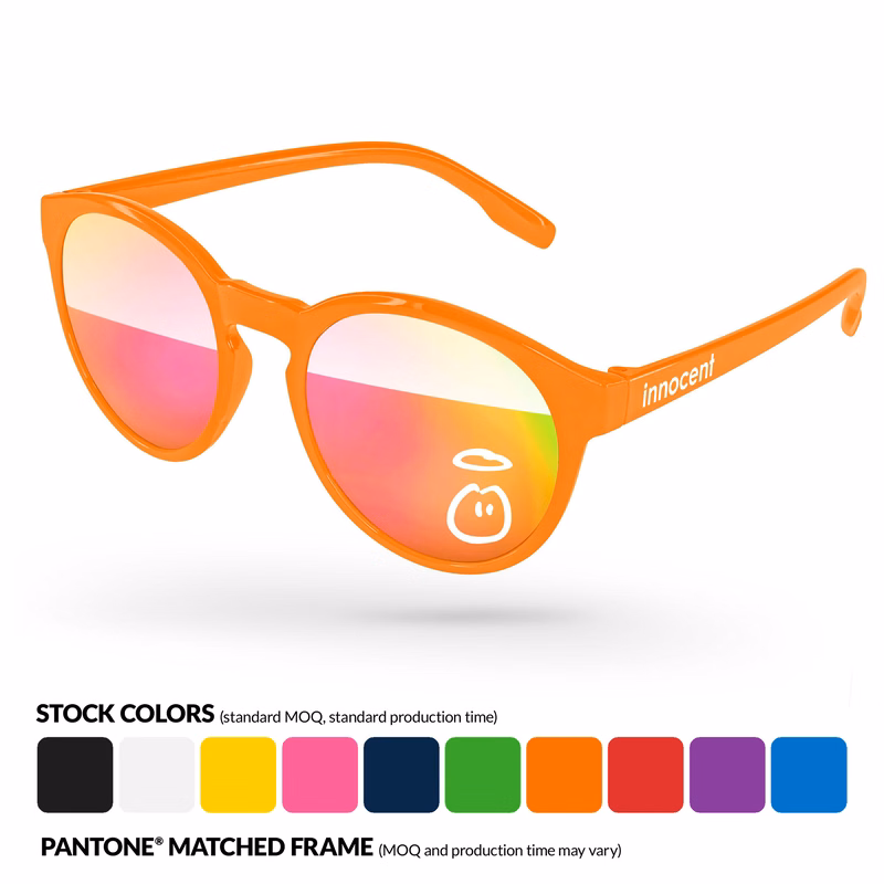 Vicky Mirror Sunglasses w/ 1 Color Lens & Temple Imprint