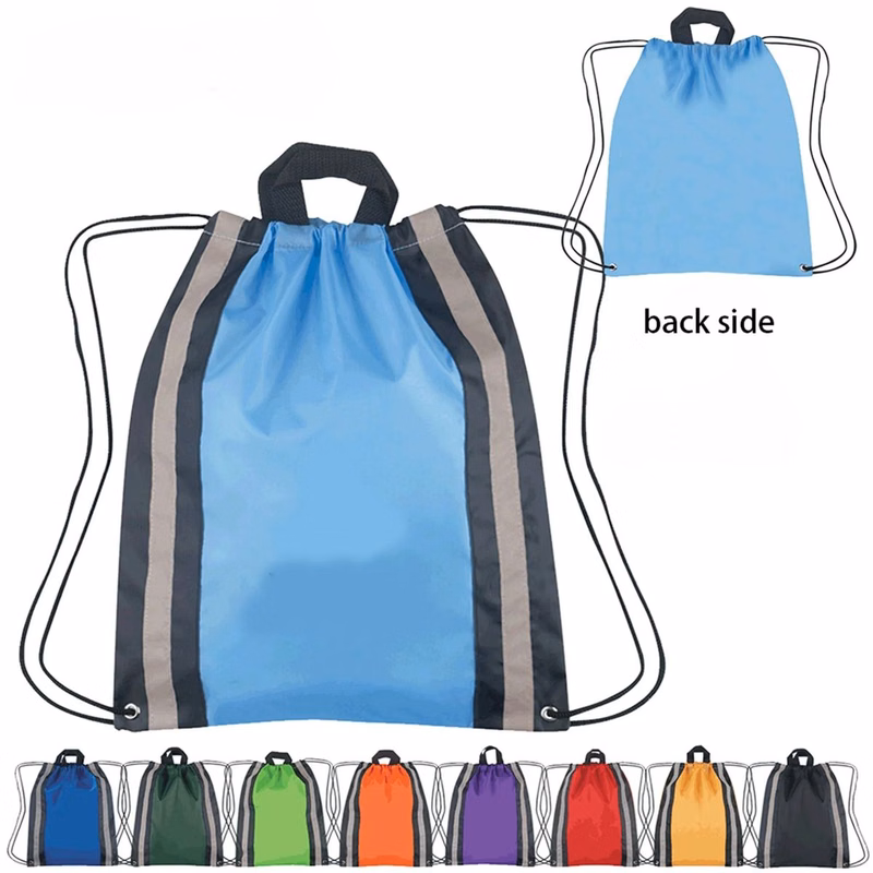210D Poly Reflective Stripes Drawstring Backpack