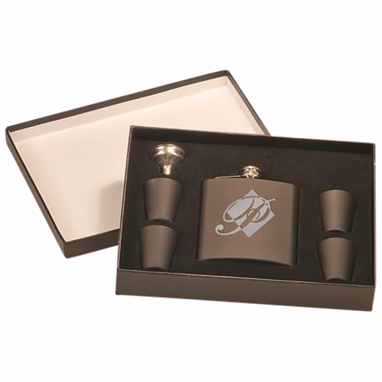 Black Flask Set in Presentation Box