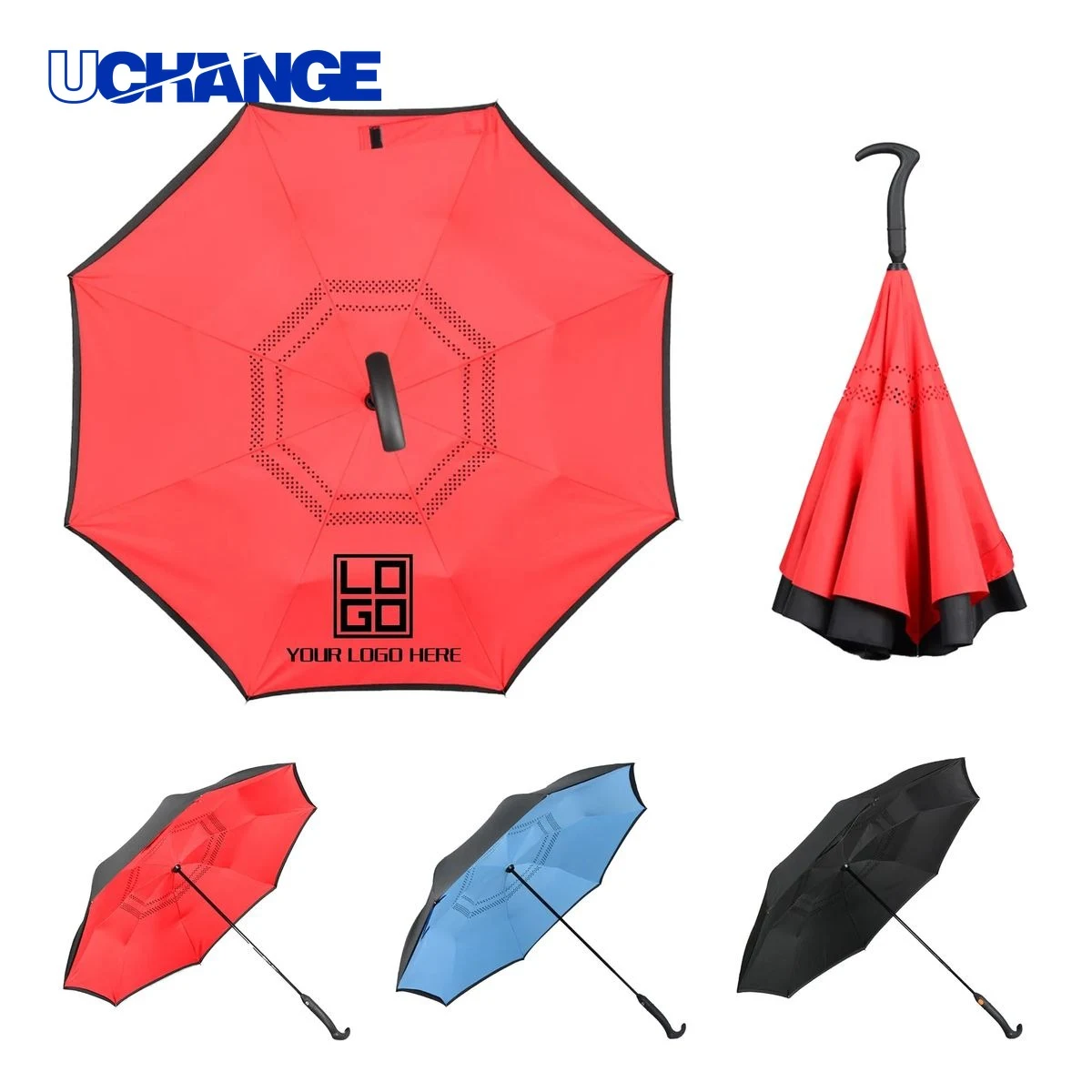 Inverted Automatic Umbrella With Hook Handle 1