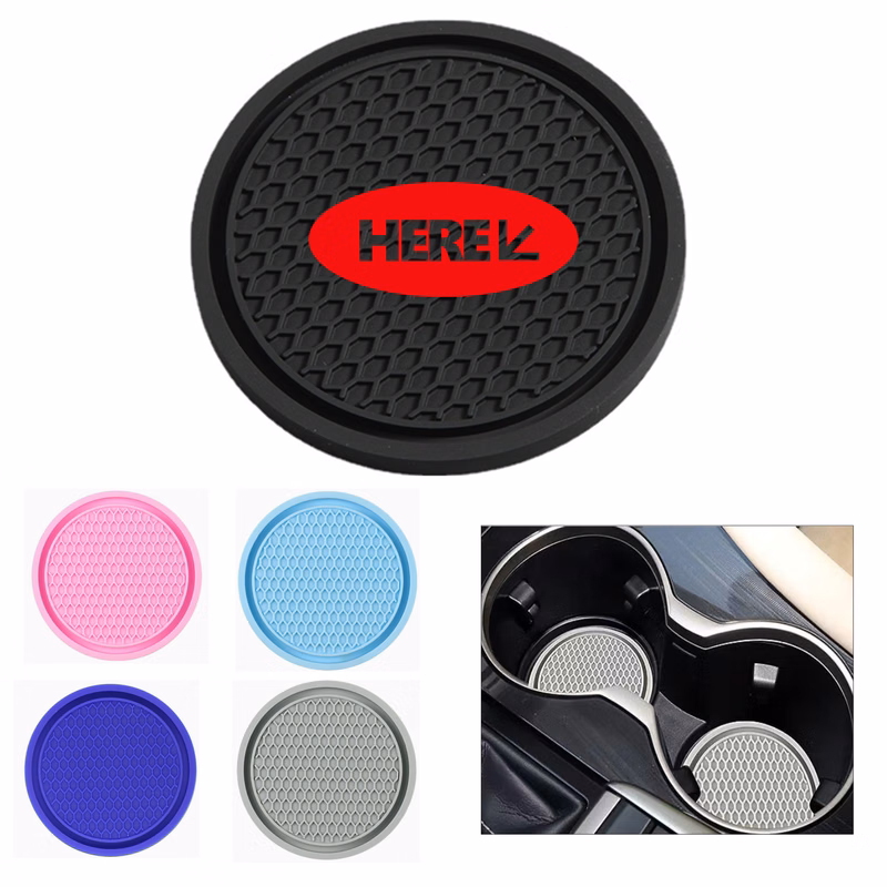 Solid Color PVC Soft Rubber Car Coaster