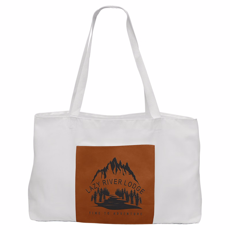 19" x 12" White Bag with 5" Rawhide Leatherette Gusset