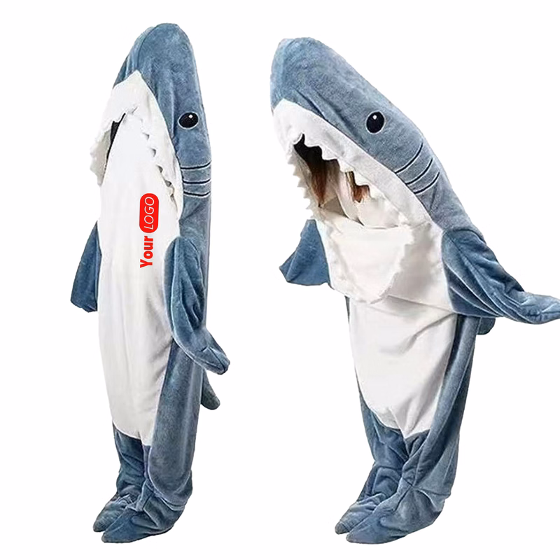 Cozy Shark Blanket Nightgown Hoodie Cosplay Lounging