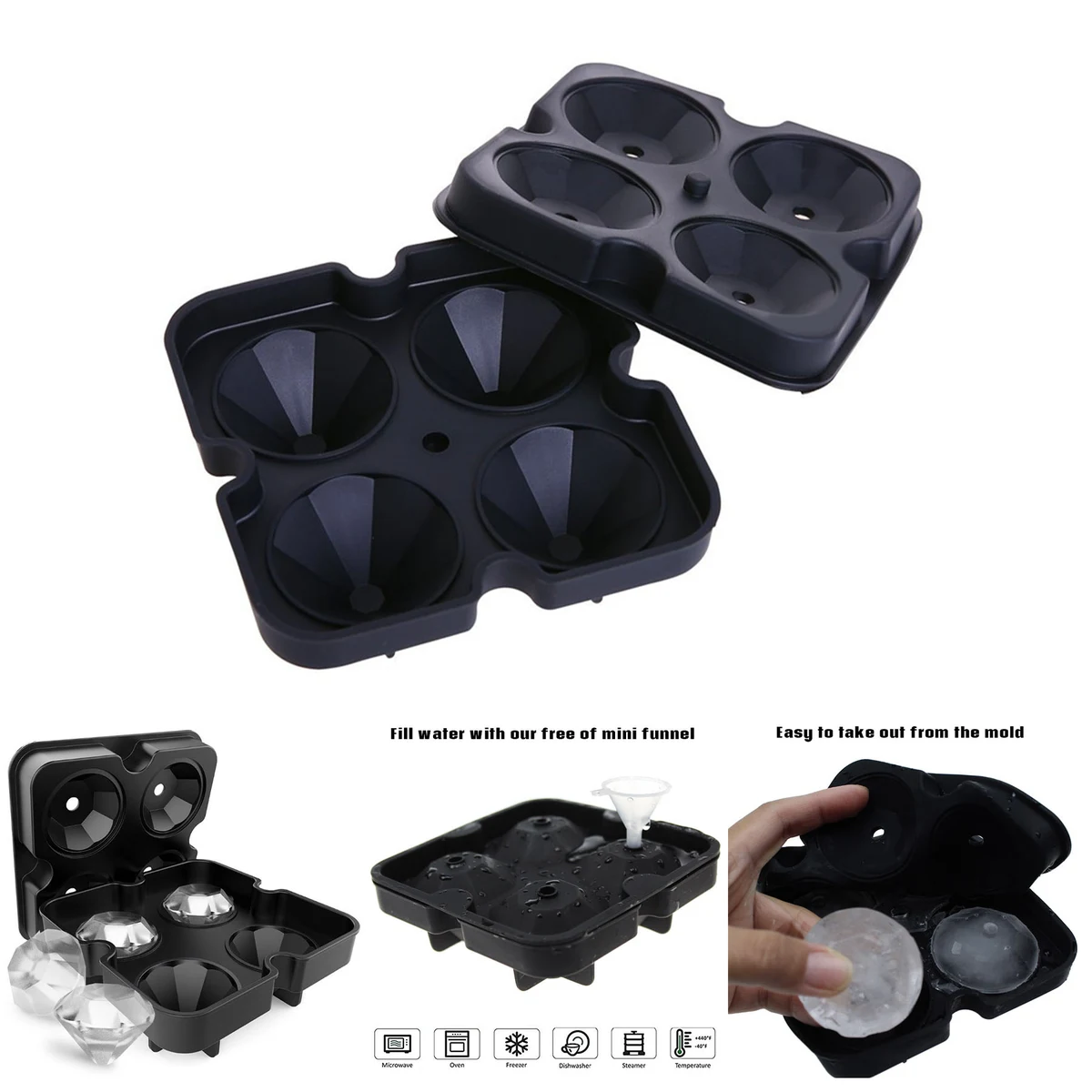 4-hole Diamond Silicone Ice Tray 1