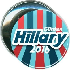 Hillary, Red and Blue Stripes, Political Button 1