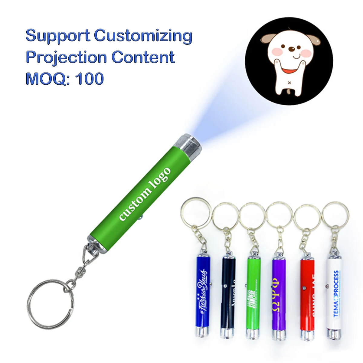LED Metal Projection Flashlight Keychain 1