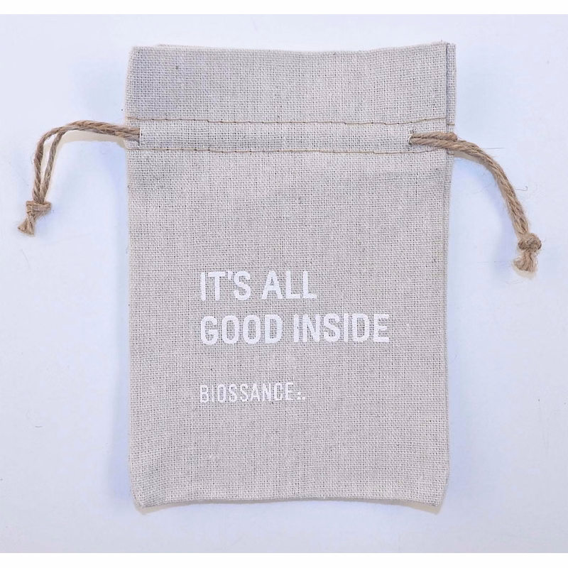 REBEL Rough 100% Natural Cotton Drawstring Bag w hemp drawstring 3x4" (LINEN TEXTURE)