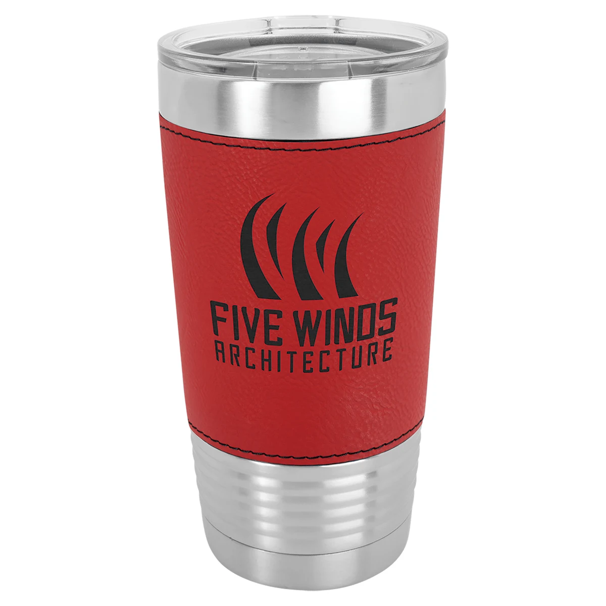 Polar Camel 20 oz. Red Leatherette Tumbler with Clear Lid 1