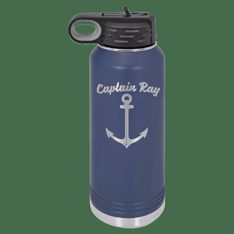 32 oz. Navy Blue Powder Coated Laser Engraved Polar Camel Water Bottles