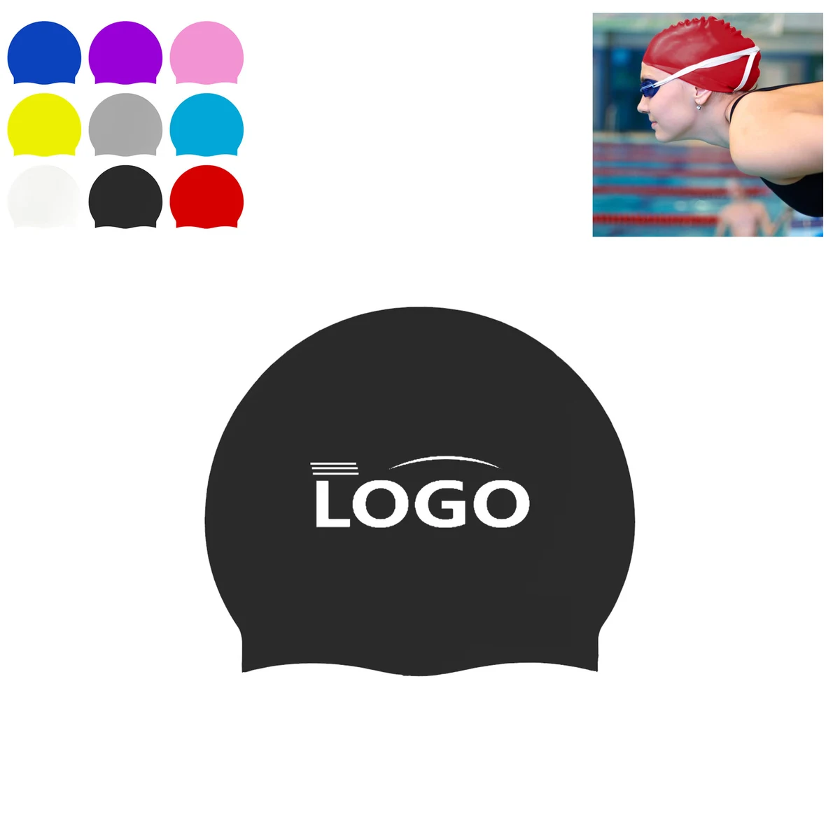 Customizable Silicone Swim Cap For Adults 1