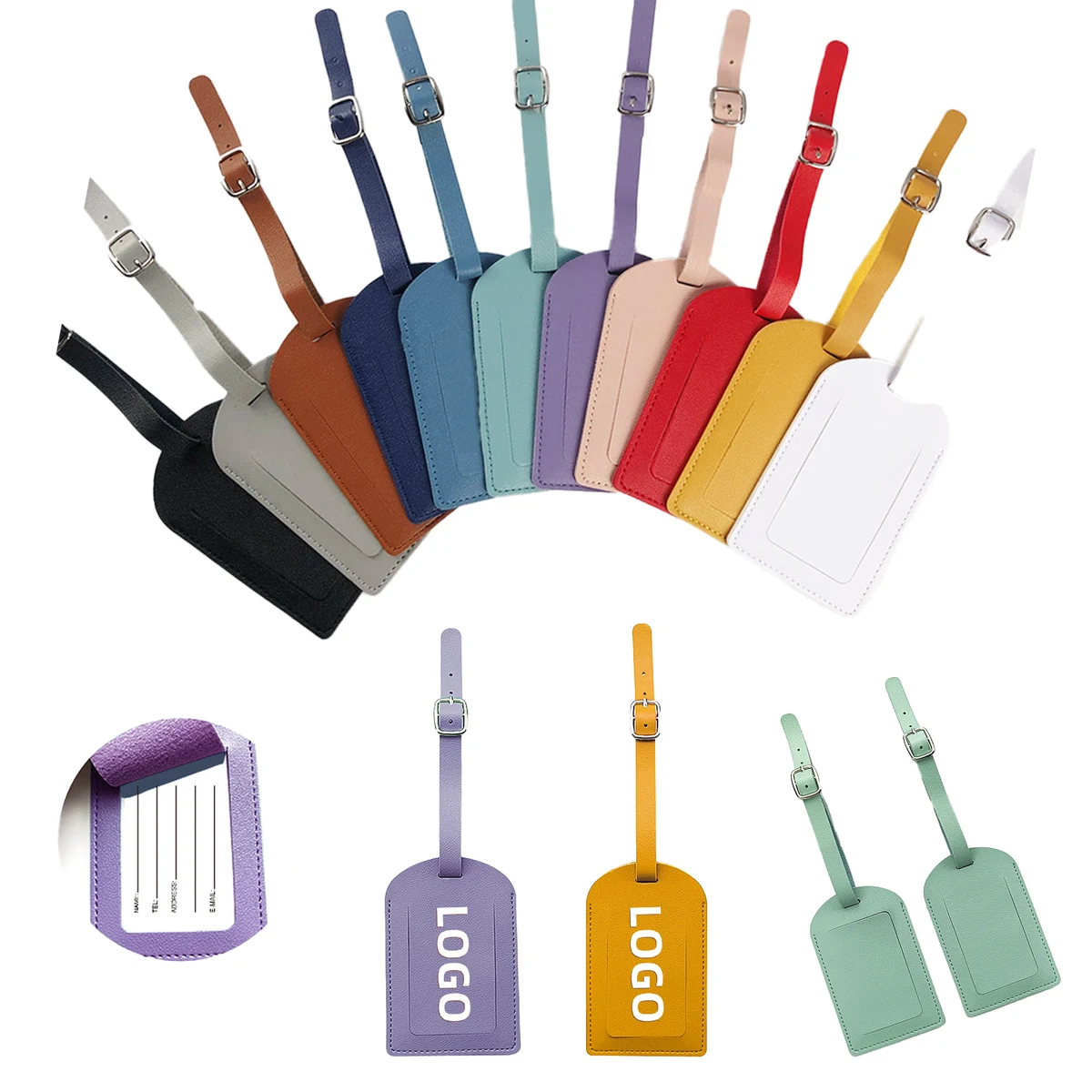 Soft Wear Resistant Leather Luggage Tags 1