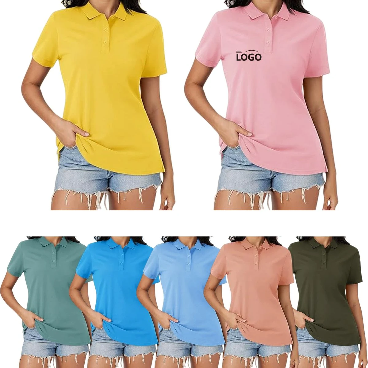 Polyester Women's Casual Golf Polo Shirt 1
