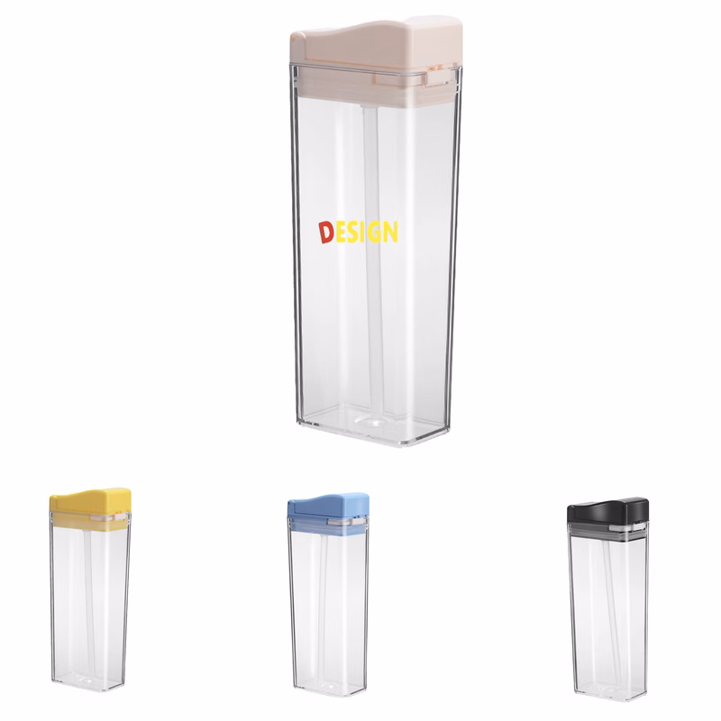 Square Flip-Top Straw Bottle