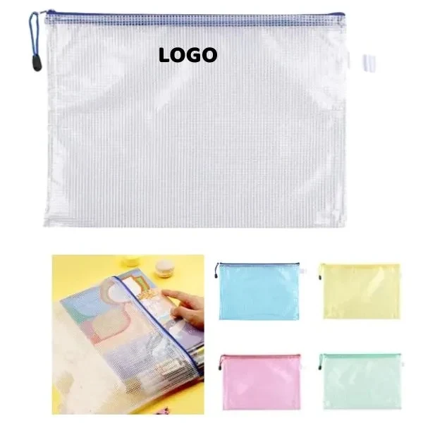 Transparent Grid Zipper Pouch with A5 Size 1