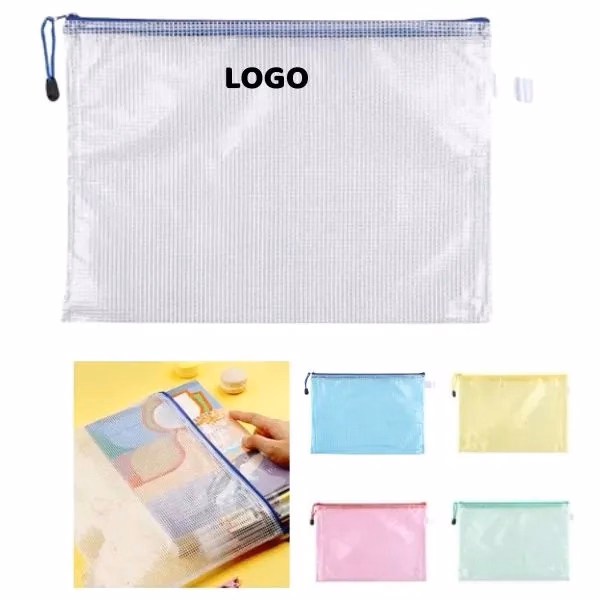 Transparent Grid Zipper Pouch with A5 Size