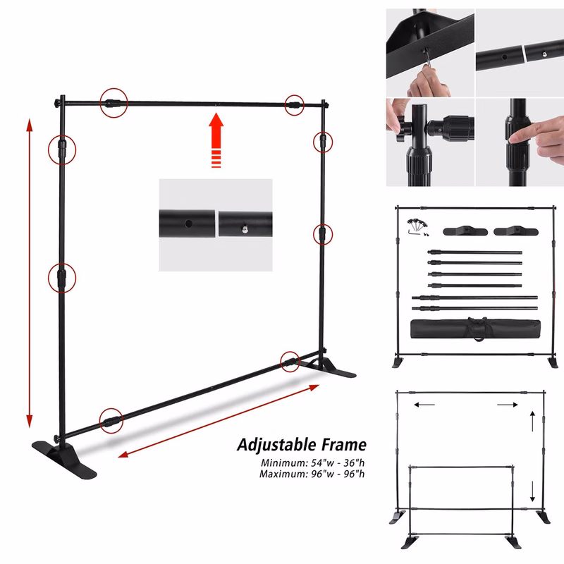 8' x 10' Customizable Fabric Step and Repeat Banner Stand