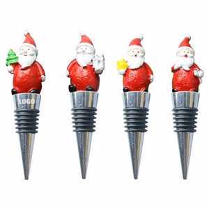 Festive 4 Piece Santa Claus Wine Stopper Set