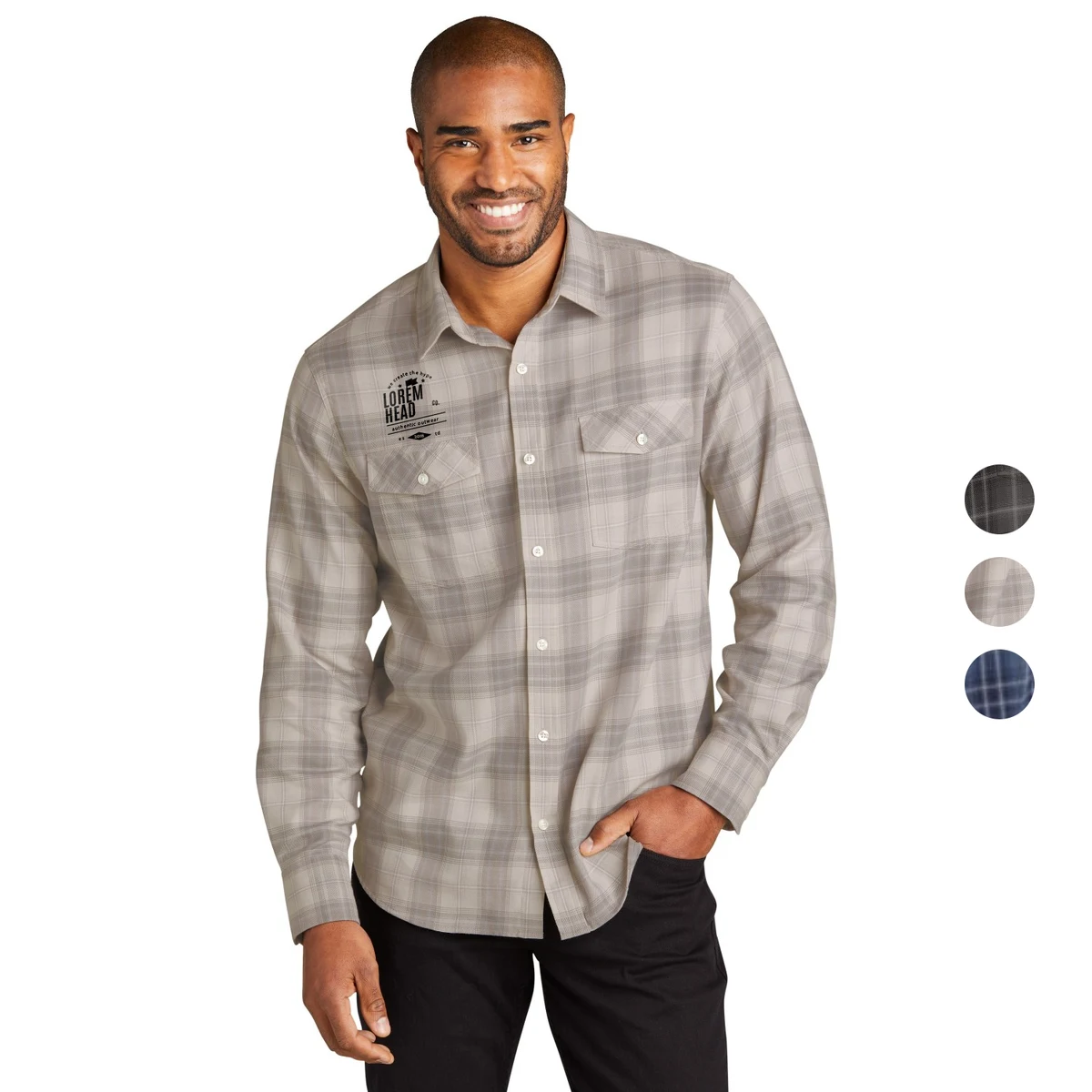 Port Authority Long Sleeve Ombre Plaid Shirt 4.6 oz. Custom 1