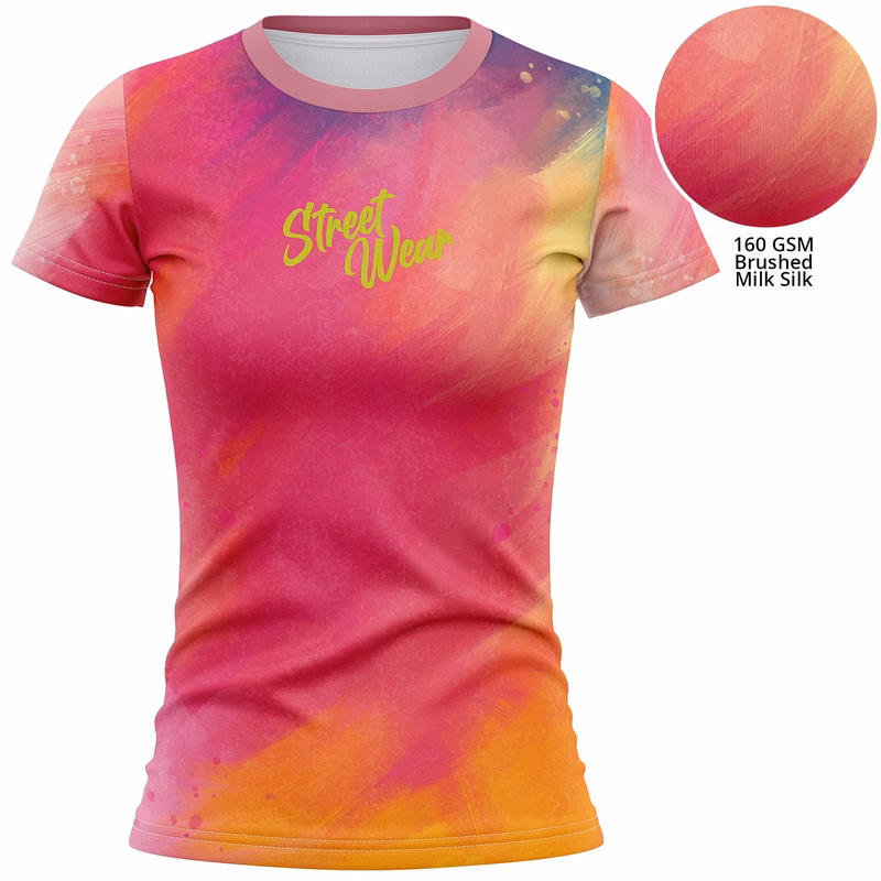 Women's 160 GSM Brushed Milk Silk Sublimation Short Sleeve T-shirt